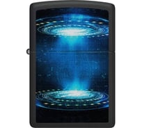 Зажигалка Zippo UFO Flame с покрытием Black Light, латунь/сталь, черная, матовая, 38x13x57 мм 48514