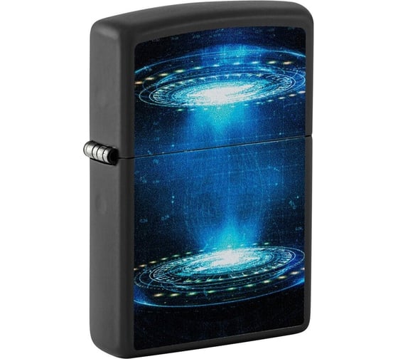 Зажигалка Zippo UFO Flame с покрытием Black Light, латунь/сталь, черная, матовая, 38x13x57 мм 48514