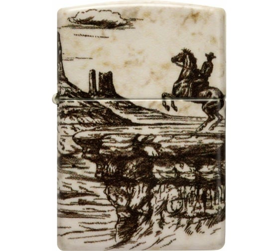 Зажигалка Zippo Western Design с покрытием 540 Matte, латунь/сталь, белая, 38x13x57 мм 48518