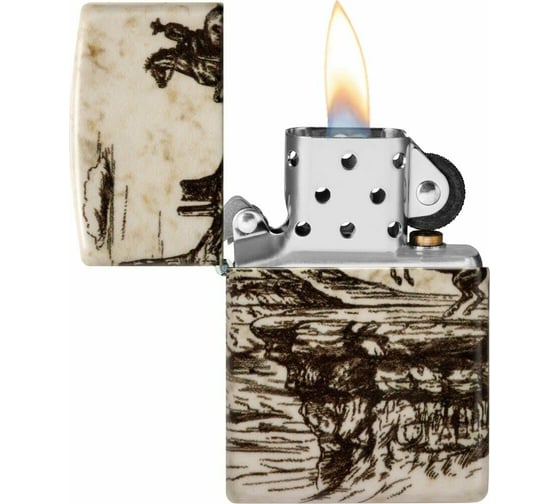 Зажигалка Zippo Western Design с покрытием 540 Matte, латунь/сталь, белая, 38x13x57 мм 48518