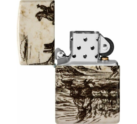 Зажигалка Zippo Western Design с покрытием 540 Matte, латунь/сталь, белая, 38x13x57 мм 48518