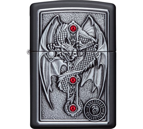 Зажигалка Zippo Winged Dragon Cross с покрытием Black Matte, латунь/сталь, чёрная, 38x13x57 мм 49755