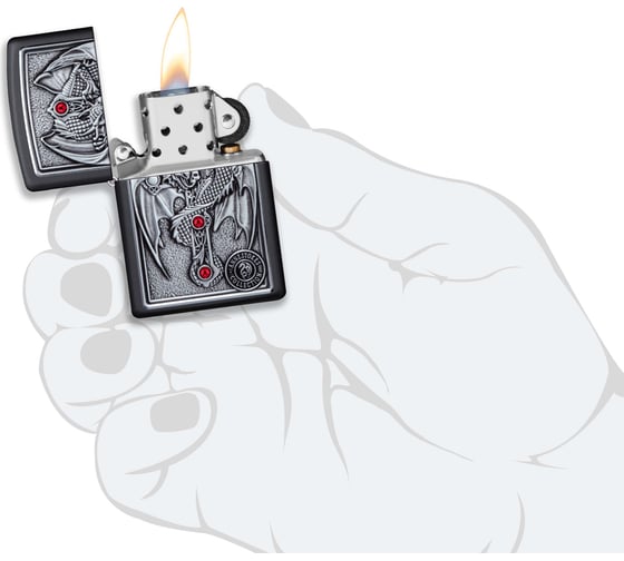 Зажигалка Zippo Winged Dragon Cross с покрытием Black Matte, латунь/сталь, чёрная, 38x13x57 мм 49755