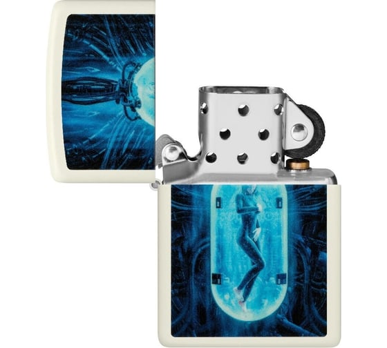 Зажигалка Zippo Woman in Tube с покрытием Glow In The Dark Green, латунь/сталь, белая, 38x13x57 мм 48520