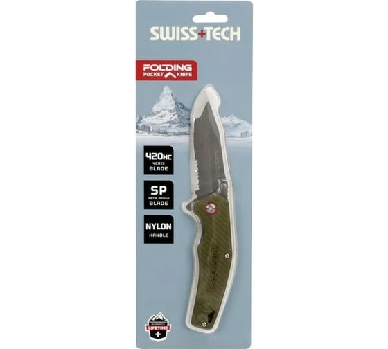 Складной нож Swiss+Tech 3.5", Сталь-4Cr13, ручка-Nylon ST014013