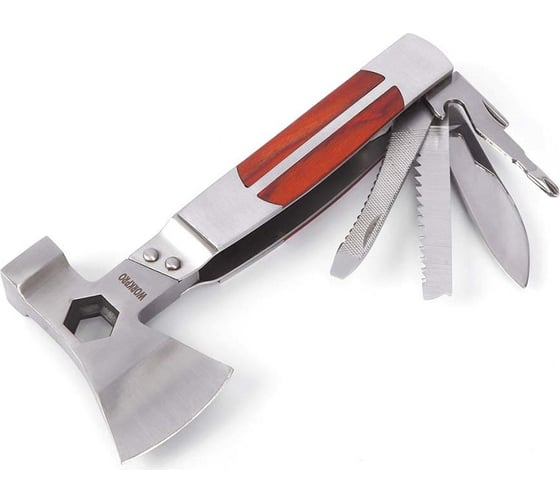 Топор-мультитул WORKPRO 12в1, нержавеющая сталь WP383001