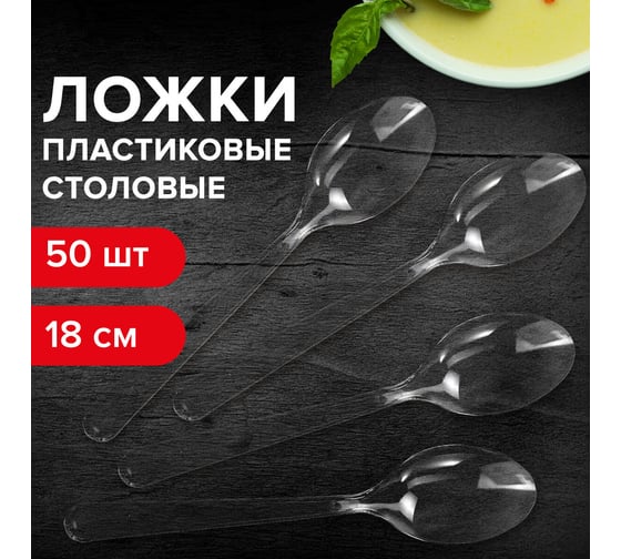 Одноразовые столовые ложки ЛАЙМА СТАНДАРТ, комплект 48 шт 602654