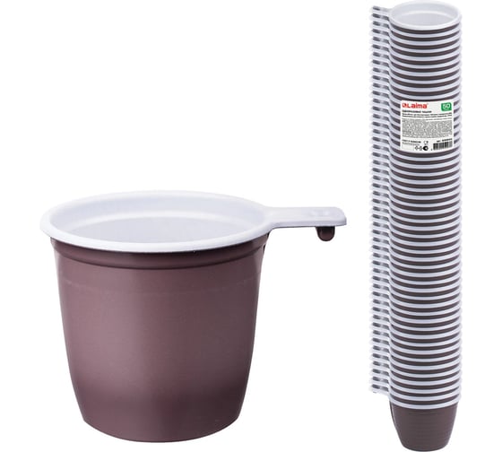 Одноразовые чашки ЛАЙМА Бюджет, комплект 50 шт, 0.2 л 600940