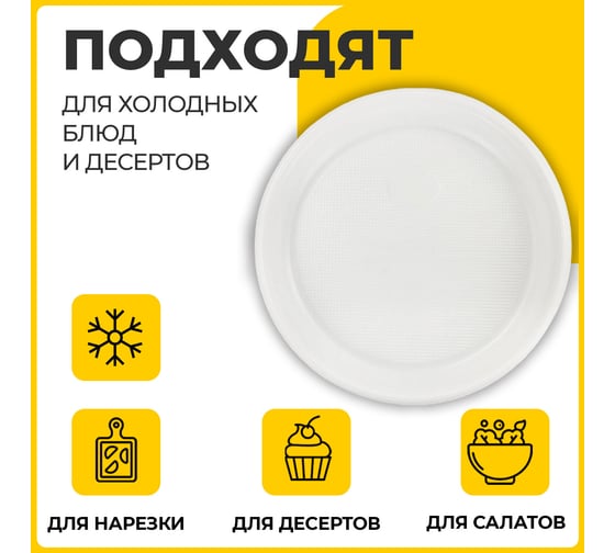 Одноразовые тарелки ЛАЙМА Бюджет 100 шт ПС 600942