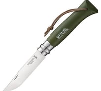Нож №8, нержавеющая сталь, кожаный темляк, хаки Opinel Trekking 1703