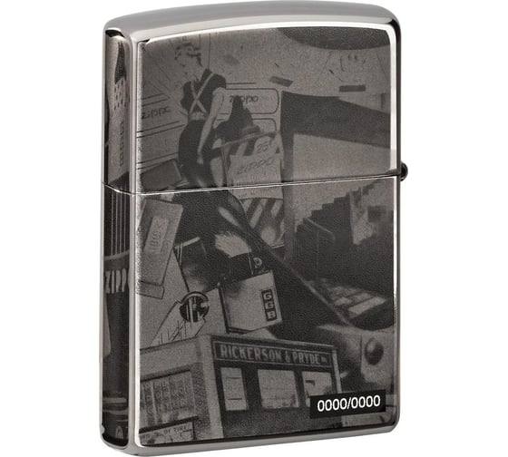 Зажигалка Zippo George Blaisdell с покрытием Black Ice, латунь/сталь, чёрная, глянцевая 49134
