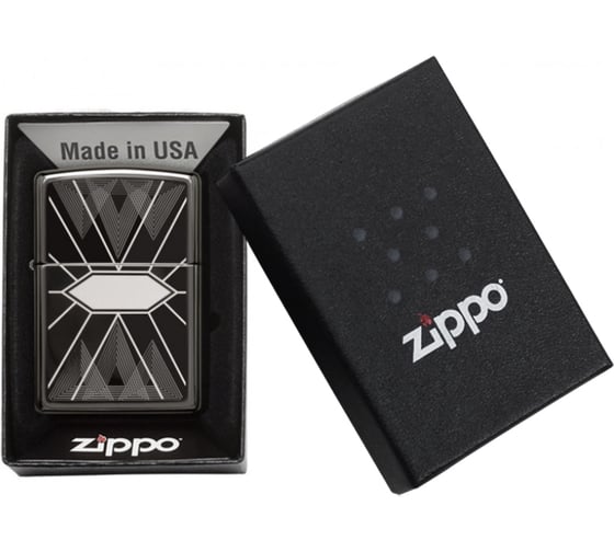 Зажигалка Zippo Classic с покрытием Black Ice, латунь/сталь, чёрная, глянцевая 49164