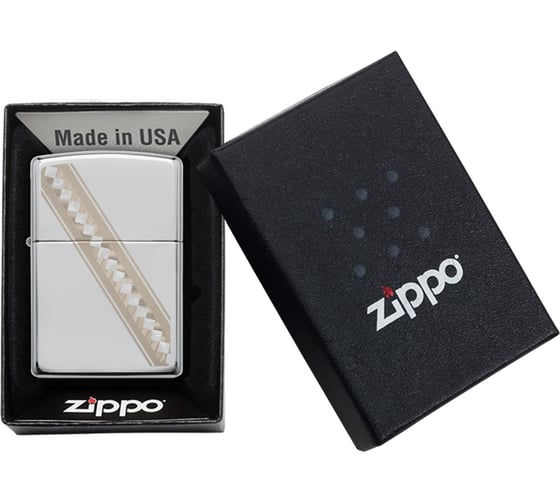 Зажигалка Zippo Classic с покрытием High Polish Chrome, латунь/сталь, серебристая, глянцевая 49168