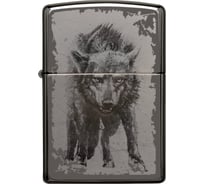 Зажигалка Zippo Wolf Design с покрытием Black Ice, латунь/сталь, чёрная, глянцевая 49073