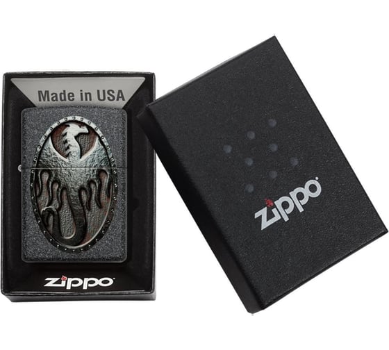 Зажигалка Zippo Metal Dragon Shield Design с покрытием Iron Stone 49072
