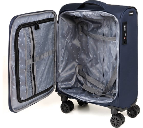 Чемодан Torber Brosno, синий, нейлон 600D, 36,5x20x54 см, 32 л T1901S-Blue