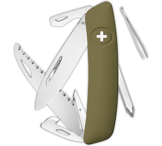 Швейцарский нож Swiza D06 Standard 95 мм, 12 функций, темно-зеленый KNI.0060.1050