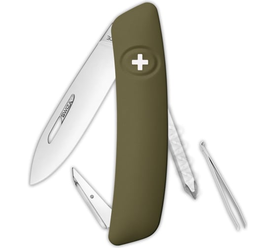 Швейцарский нож Swiza D02 Standard 95 мм, 6 функций, темно-зеленый KNI.0020.1050 1