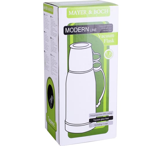 Термос MAYER&BOCH 1.8л, со стеклянной колбой + 2 чашки 31419