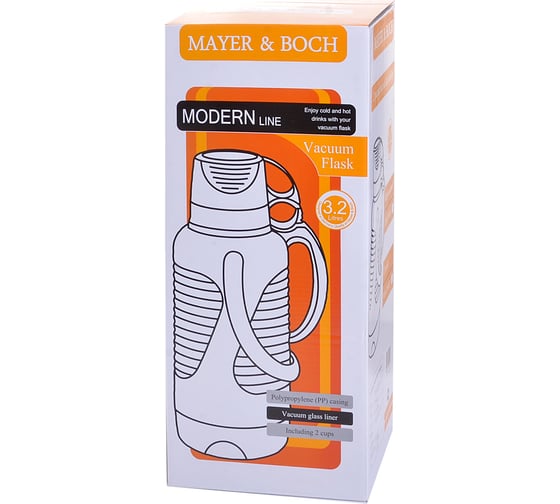 Термос MAYER&BOCH 3.2л, с кружкой, со стеклянной колбой 24902