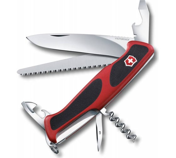 Нож Victorinox RangerGrip 55, 130 мм, 12 функций, красный с чёрным, блистер 0.9563.CB1