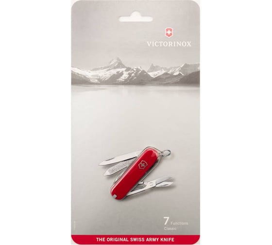 Нож Victorinox Classic 58 мм, 7 функций, красный, блистер 0.6223.B1