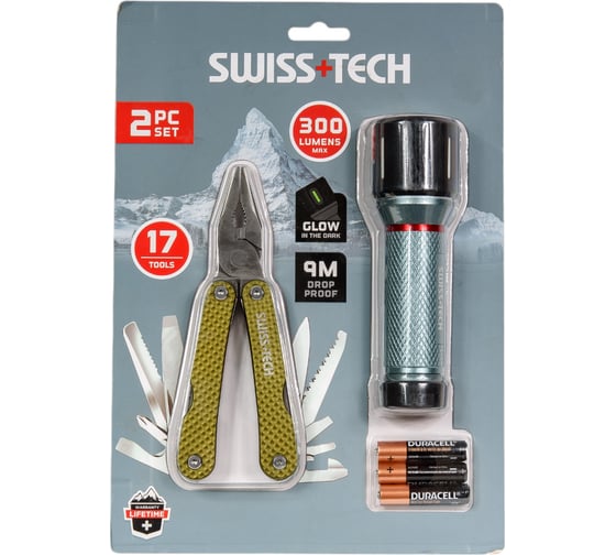 Набор Swiss+Tech мультитул + фонарик ST001044