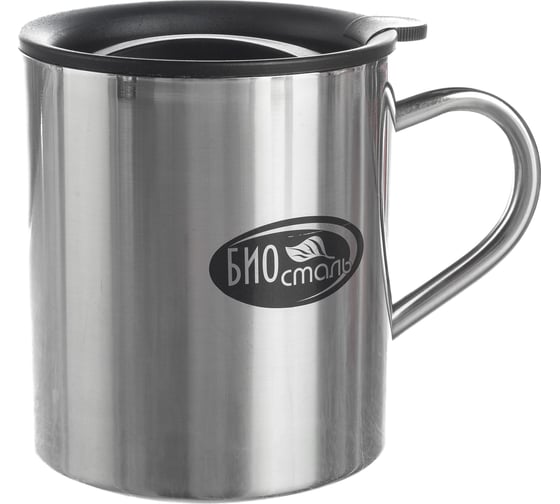 Кружка c металлической ручкой и крышкой Biostal 0.45 л NM-450C