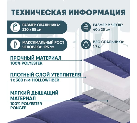 Спальный мешок с подголовником Jungle Camp Avola Comfort левая молния, цвет синий 70936