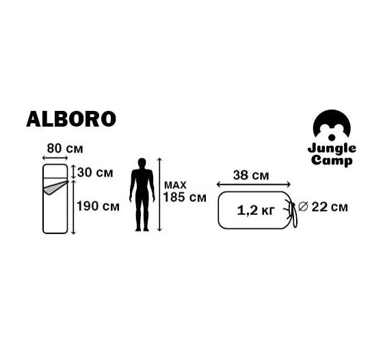 Спальный мешок с фланелью Jungle Camp Alboro с подголовником, цвет черный 70952