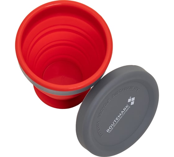Складной силиконовый стакан с крышкой ROUTEMARK 200 мл Floppy-red