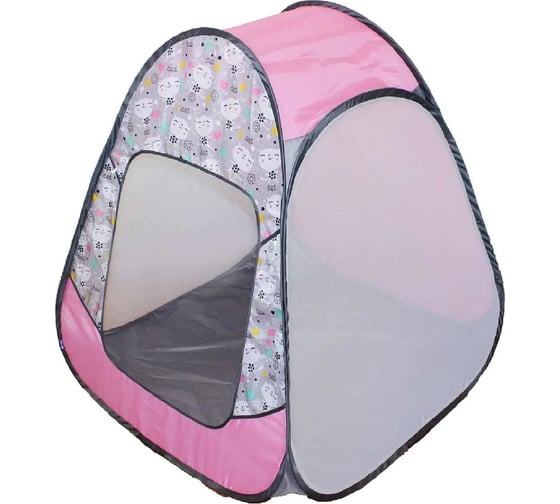 Детская игровая палатка BELON familia Радужный домик 4 грани конус-мини, принт "Коты на сером", 80x55x40 см пи-004-км-тф-коты-на-сером 1