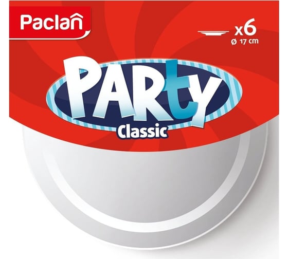Тарелка пластиковая Paclan Party Classic плистирол, белый, 170 мм, 6 шт 4650086011108