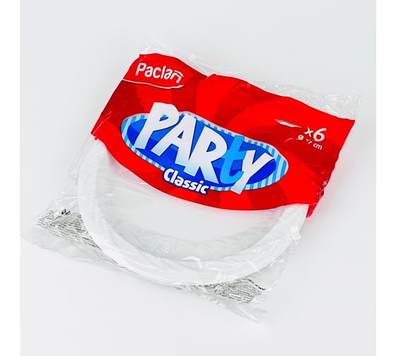Тарелка пластиковая Paclan Party Classic плистирол, белый, 170 мм, 6 шт 4650086011108