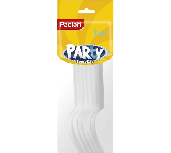 Пластиковая вилка Paclan Party Every Day белая, 6 шт 4650086011436