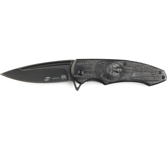 Нож Stinger 82.5 мм, чёрный с медведем FK-S063GY 1
