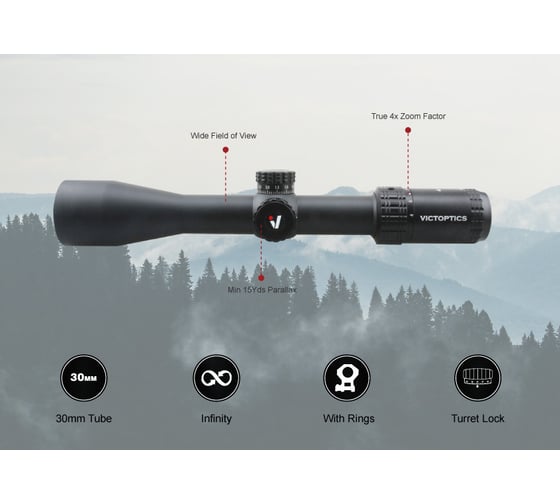 Оптический прицел Vector Optics 30 мм, sfp victoptics s4 4-16x44 OPSL16
