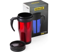 Термокружка DIOLEX 0.45л, нержавеющая сталь+пластик, двойные стенки, цвет красный DXM-450-2-R
