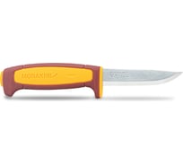 Нож MoraKNIV Basic 511 углеродистая сталь, пластиковая ручка, красная, желтая вставка 14146