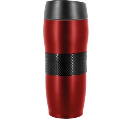 Термокружка Lara 450мл, красная, двойные стенки, вакуум, сталь/силикон LR04-23 Red