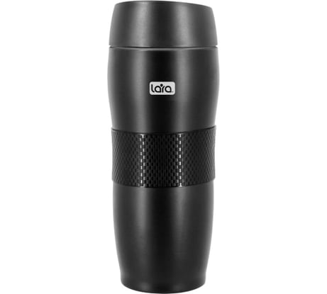 Термокружка Lara Black 450мл, двойные стенки, вакуум, сталь/силикон LR04-23 Black