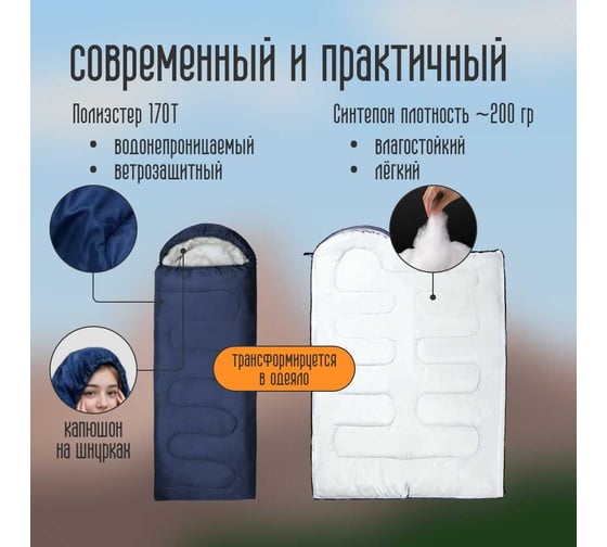 Спальный мешок-одеяло Homium Z02 синий campZ02dblue