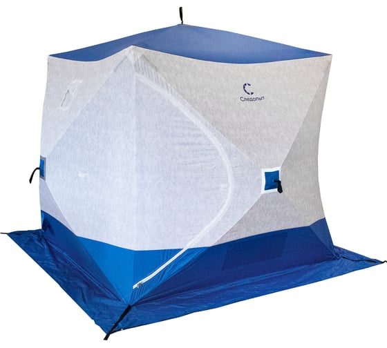 Палатка зимняя Следопыт куб 2.1x2.1 м, Oxford 210D PU 1000, S по полу 4.4 кв.м, синий/белый PF-TW-26