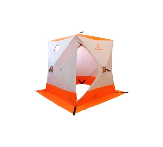 Палатка зимняя Следопыт куб 1.8x1.8 м, Oxford 240D PU 1000, 3-местная, белый/оранжевый PF-TW-02 (У)