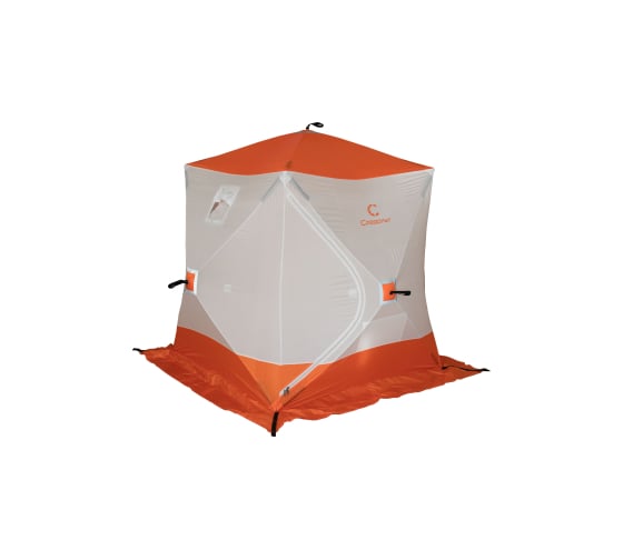 Палатка зимняя Следопыт куб 1.8x1.8 м, Oxford 240D PU 1000, 3-местная, белый/оранжевый PF-TW-02 (У)
