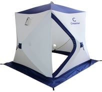 Палатка зимняя Следопыт куб 1.75x1.75, S по полу 3.1 кв.м, 3 слоя, синий/белый PF-TW-07/2