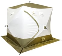 Палатка зимняя Следопыт куб Premium Long 2.35x2.0 м, S по полу 4.7 кв.м, 3 слоя, оливковый/белый PF-TW-39