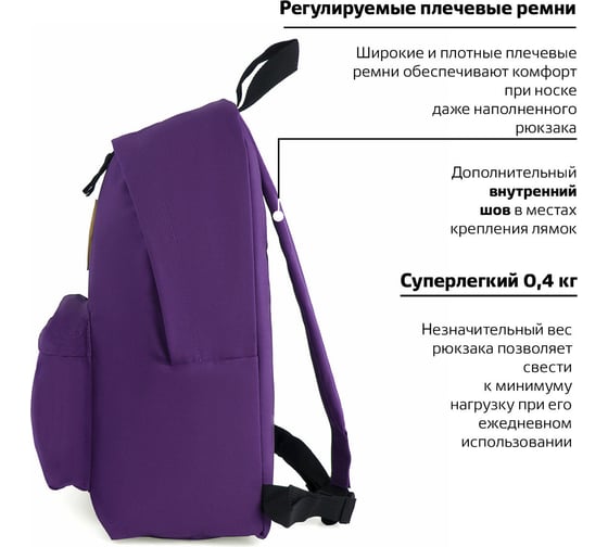 Рюкзак BRAUBERG фиолет, сити-формат, 20литров, 41х32х14 см 225376