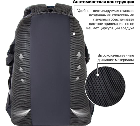 Рюкзак BRAUBERG MainStream 2 размер 45х32х19 см, серо-синий, 224446
