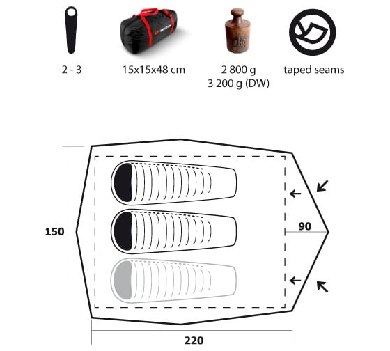 Палатка Trimm Outdoor COMET, песочный 2+1 44139